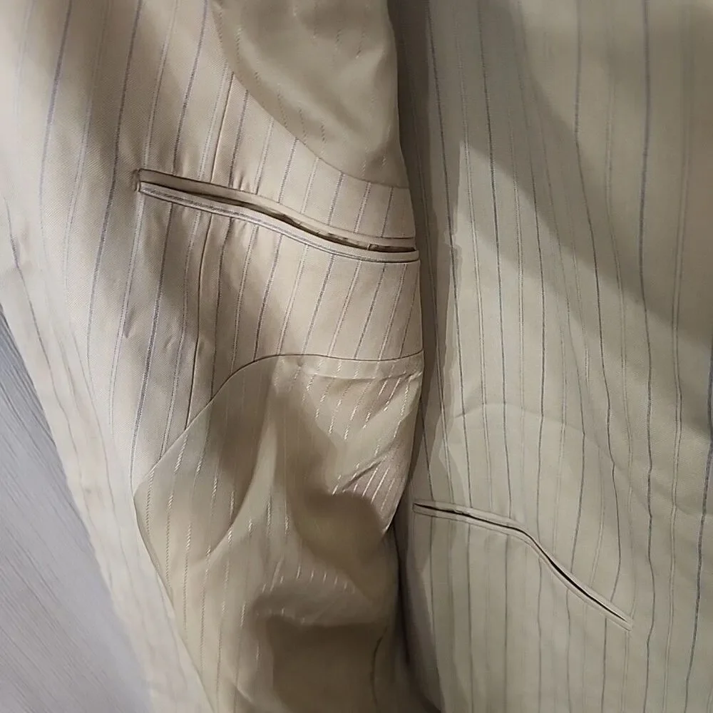Suit Soprano Men's Tan 3 Piece 2XL-54L / 49L Pleated Front Pants Poly/Viscose